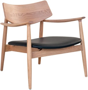 Fotel drewniany dębowy naturalny z czarnym skórzanym siedziskiem 75x71 cm – grafika-1.