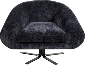 Fotel duży obrotowy tapicerka szaroniebieska nogi czarne 82x95 cm – obraz-1