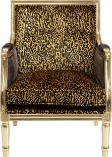 Fotel glamour do salonu panterka rama złota 70x98 cm – obraz-1