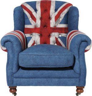Fotel Grandfather Union Jack 90x89 cm niebieski – obraz-1