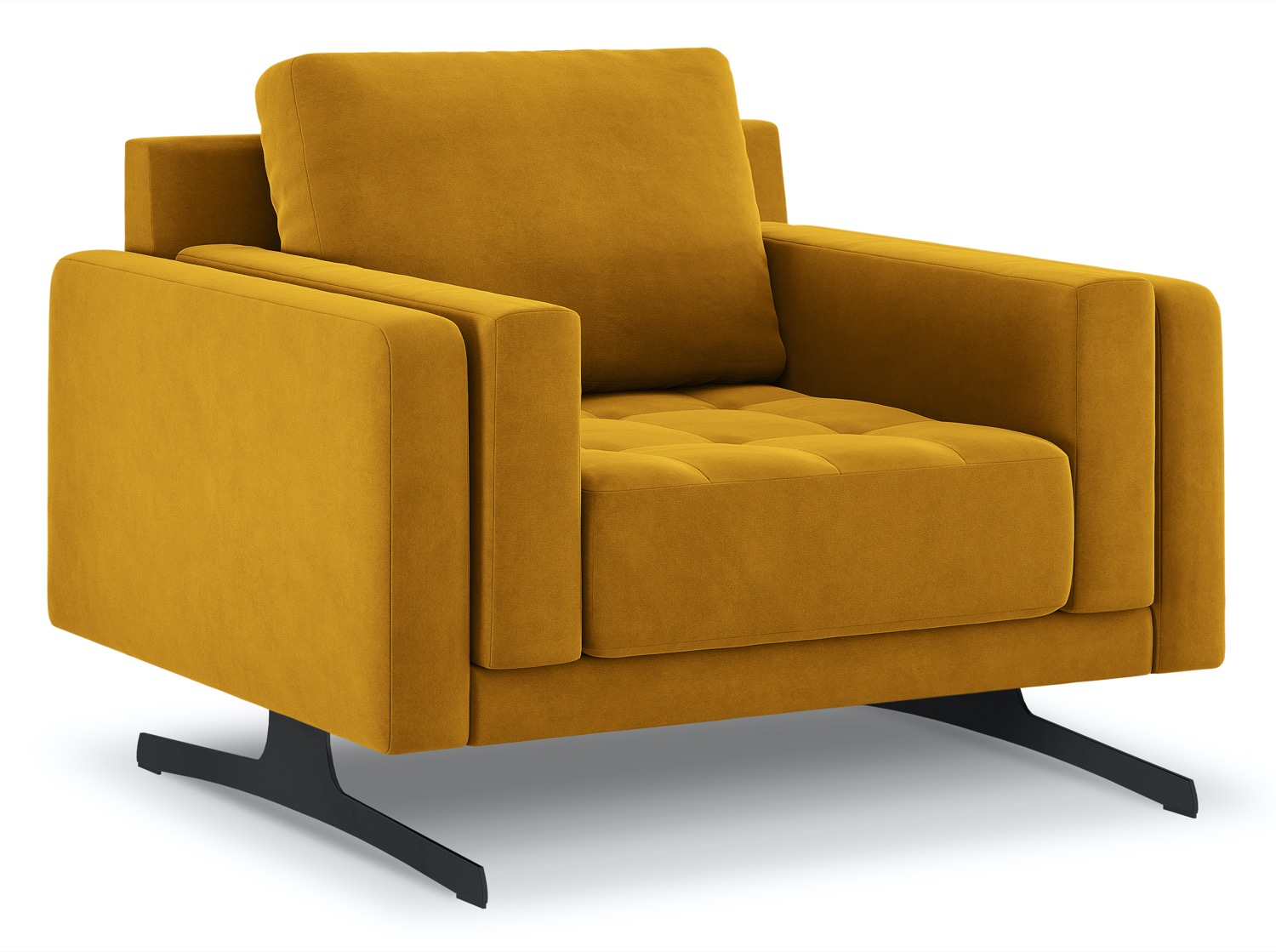 Fotel Kelso 108x82 cm żółty nogi czarne – obraz-1