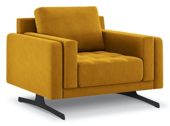 Fotel Kelso 108x82 cm żółty nogi czarne – obraz-1