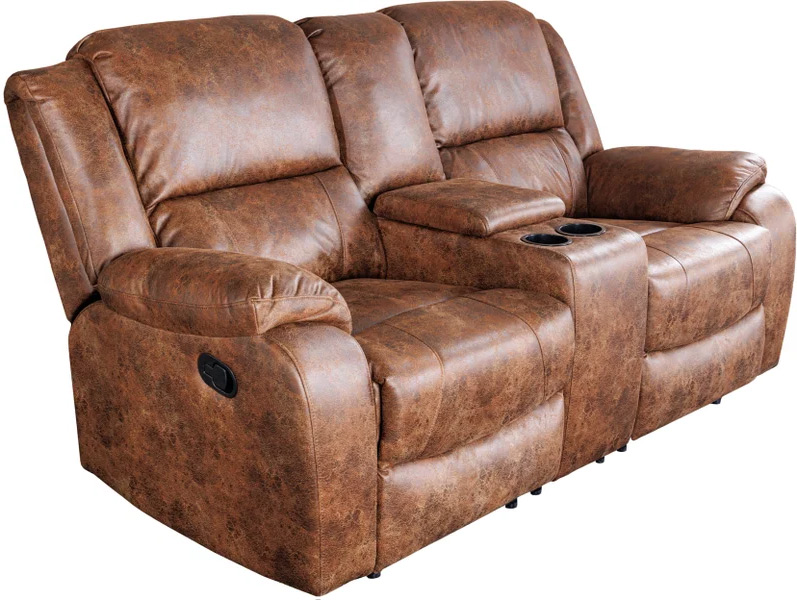 Fotel kinowy dwuosobowy rozkładany brązowy 188x102 cm – grafika-1.