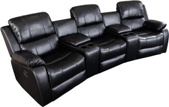 Czarny fotel kinowy trzyosobowy z sztucznej skóry – grafika-1.