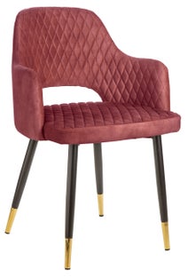 Fotel aksamitny w intensywnym czerwonym kolorze z metalowymi nogami – grafika-1.