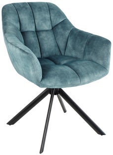 Fotel granatowy z aksamitnym pokrowcem z czarnymi metalowymi nogami – grafika-1.