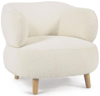 Fotel biały - nogi z litego drewna kauczukowego 78x68 cm  – obraz-1