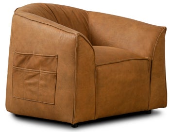 Fotel Mama 89x72 cm brązowy skórzany – obraz-1
