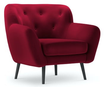 Fotel welurowy pikowany z podłokietnikami 102x81 cm czerwony – obraz-1