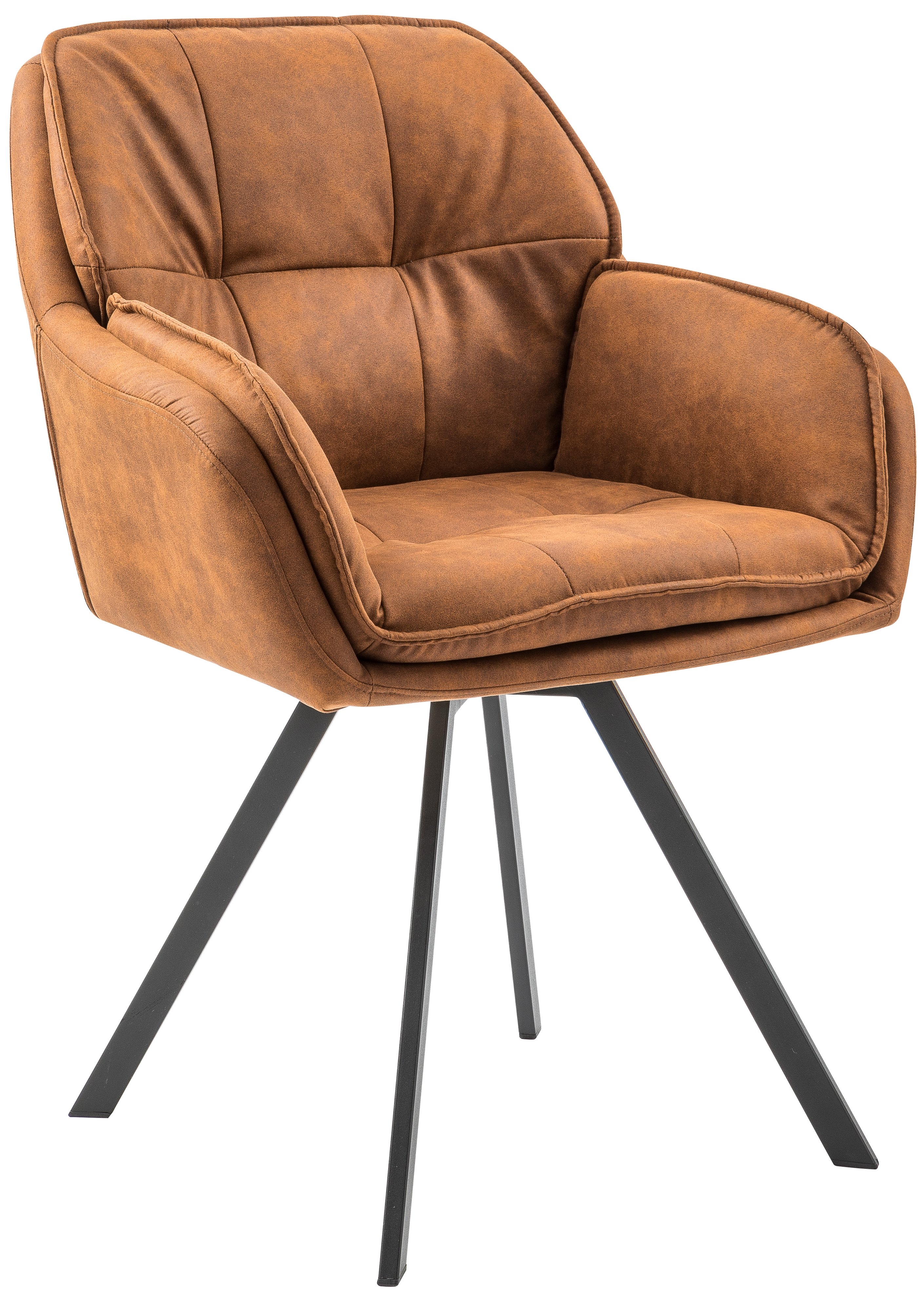 Brązowe krzesło obrotowe z podłokietnikami w stylu industrialnym z innowacyjnym designem – grafika-1.