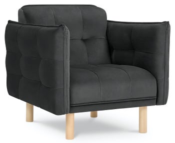 Fotel do salonu welurowy szary nogi drewniane – obraz-1