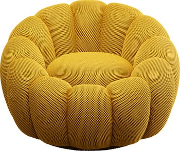 Fotel obrotowy do salonu nowoczesny żółty 94x66 cm – obraz-1