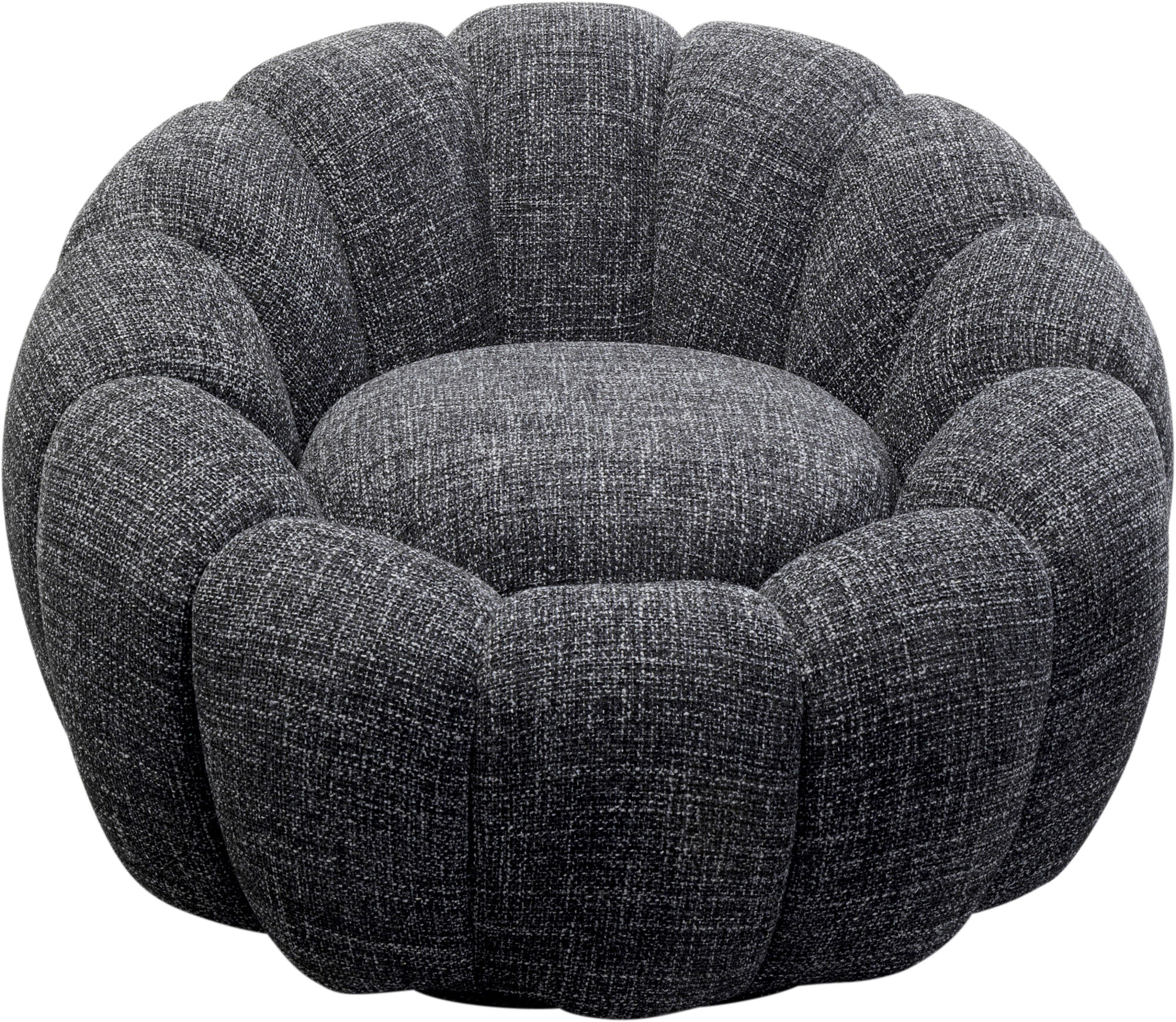 Fotel obrotowy do salonu tkanina melanżowa czarna 94x66 cm – obraz-1