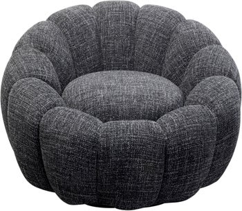 Fotel obrotowy do salonu tkanina melanżowa czarna 94x66 cm – obraz-1