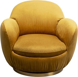 Fotel obrotowy do salonu w kolorze żółtym 88x90 cm – obraz-1