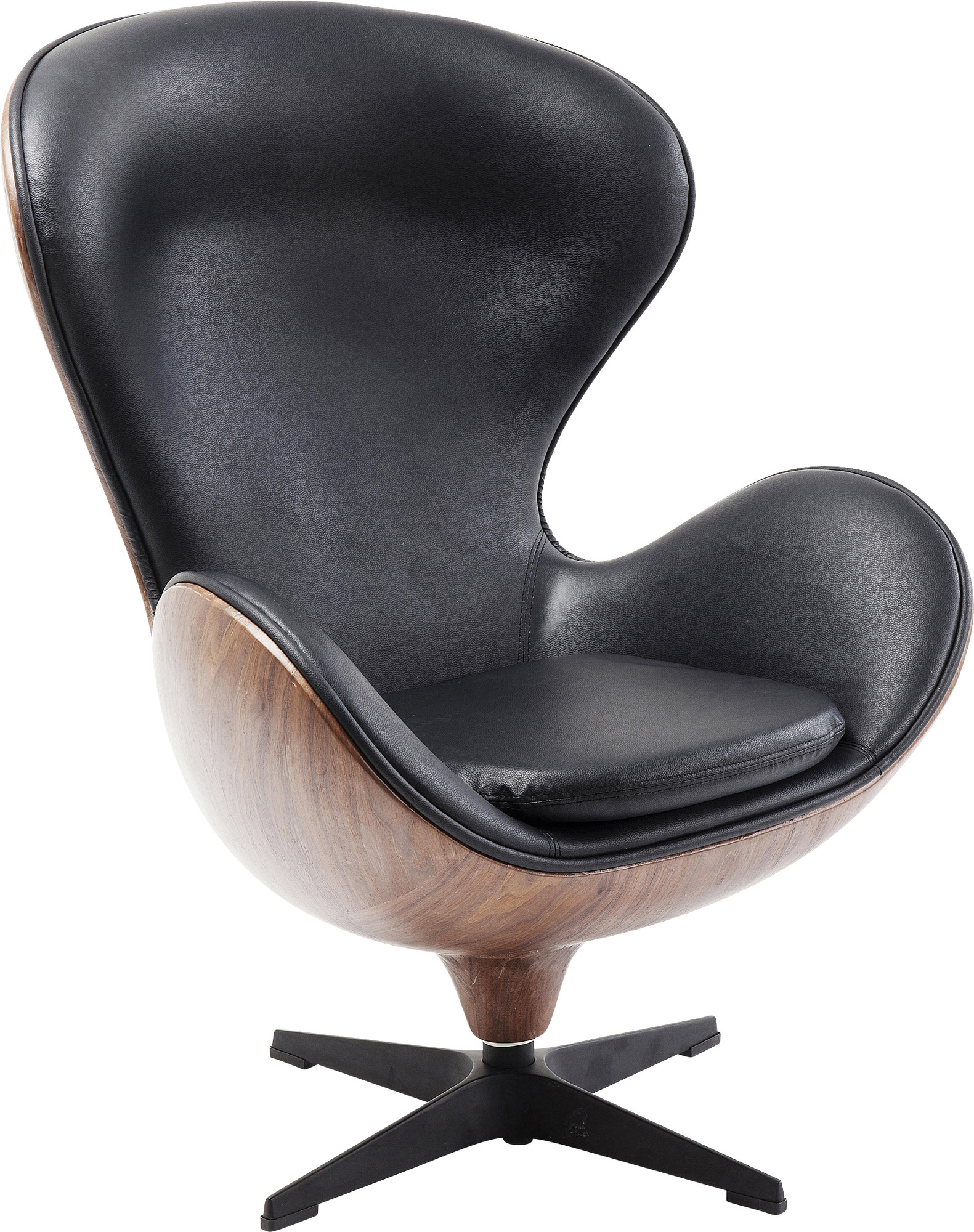 Sillón giratorio Lounge negro nogal – Imagen-1.