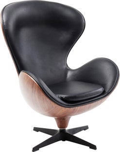 Sillón giratorio Lounge negro nogal – Imagen-1.