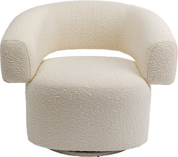 Fotel obrotowy z tkaniny boucle 76x86 cm kremowy – obraz-1