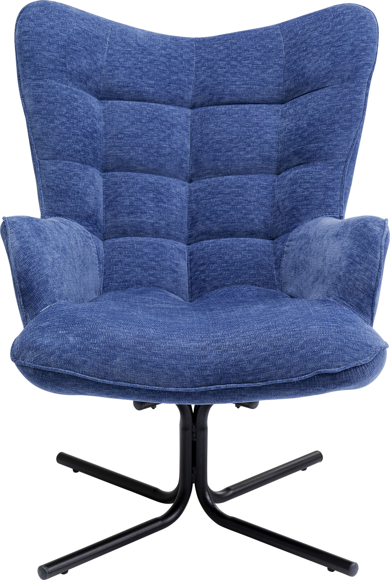 Fotel obrotowy pikowany tapicerowany  niebieski 82x95 cm – obraz-1