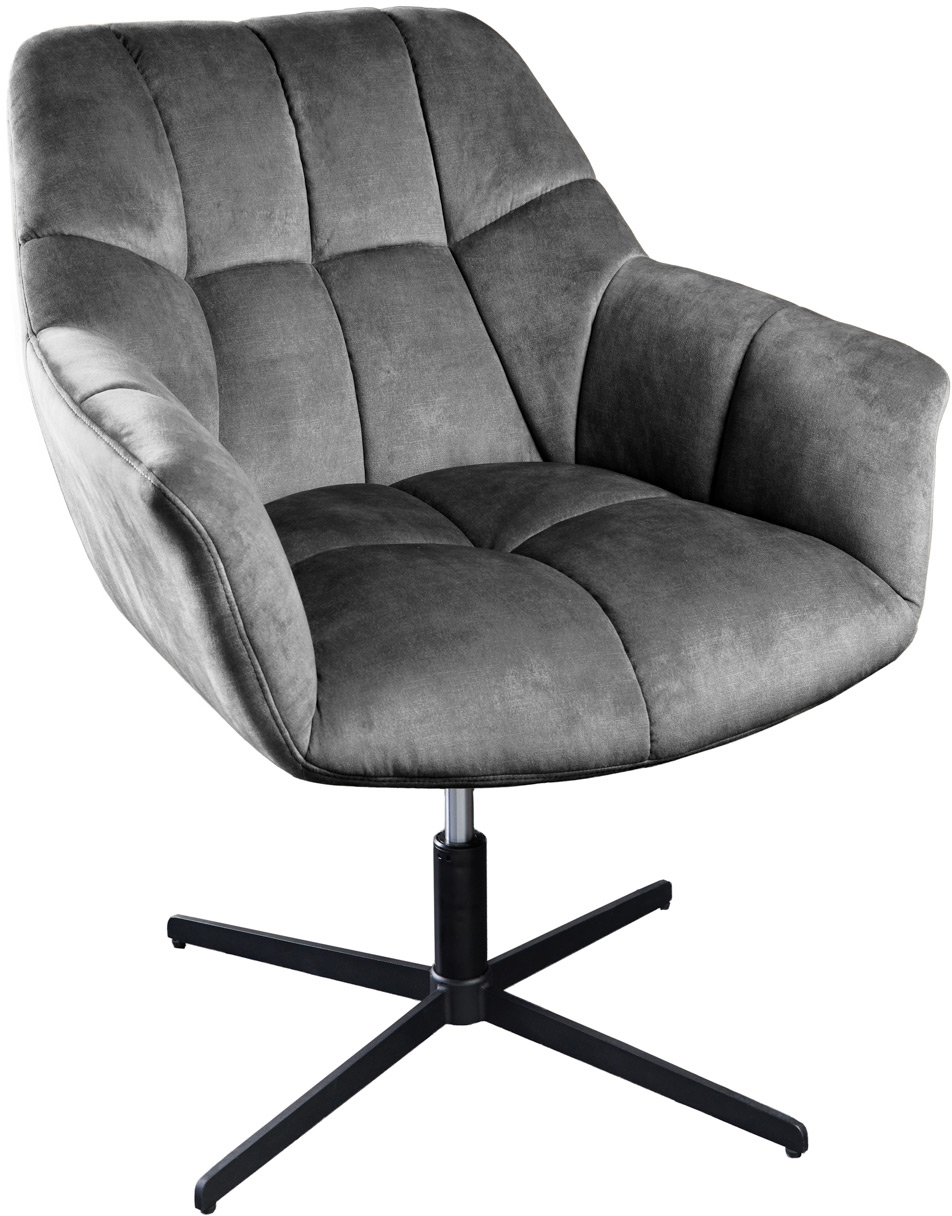 Fotel obrotowy szary z regulacją wysokości metalowe nogi – grafika-1.