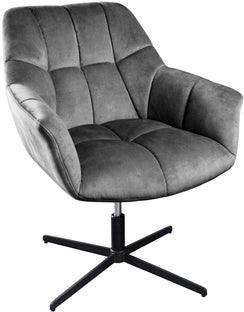 Fotel obrotowy szary z regulacją wysokości metalowe nogi – grafika-1.