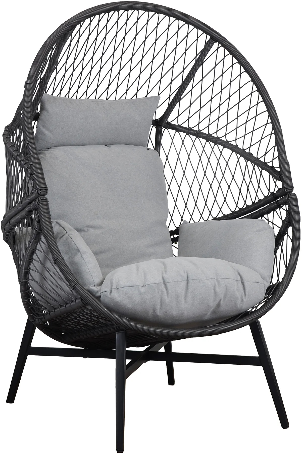 Fotel ogrodowy z tecorattanu z wysokim oparciem i poduszkami czarny 74x103 cm – grafika-1.