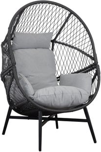 Fotel ogrodowy z tecorattanu z wysokim oparciem i poduszkami czarny 74x103 cm – grafika-1.