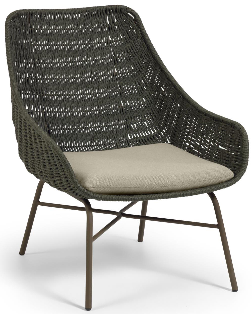 Fotel ogrodowy zielony z szarym siedziskiem nogi metalowe – obraz-1