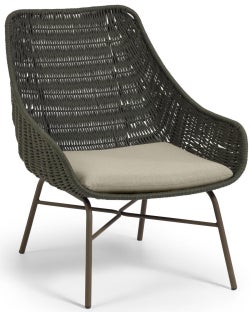 Fotel ogrodowy zielony z szarym siedziskiem nogi metalowe – obraz-1