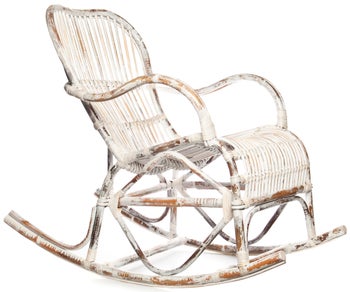 Fotel ogrodowy bujany rattanowy biały – obraz-1