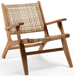 Fotel ogrodowy z drewna akacjowego i wikliny syntetycznej 68x74 cm – obraz-1