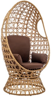 Fotel ogrodowy obrotowy siedzisko technorattan - stelaż stalowy naturalny 89x150 cm – obraz-1