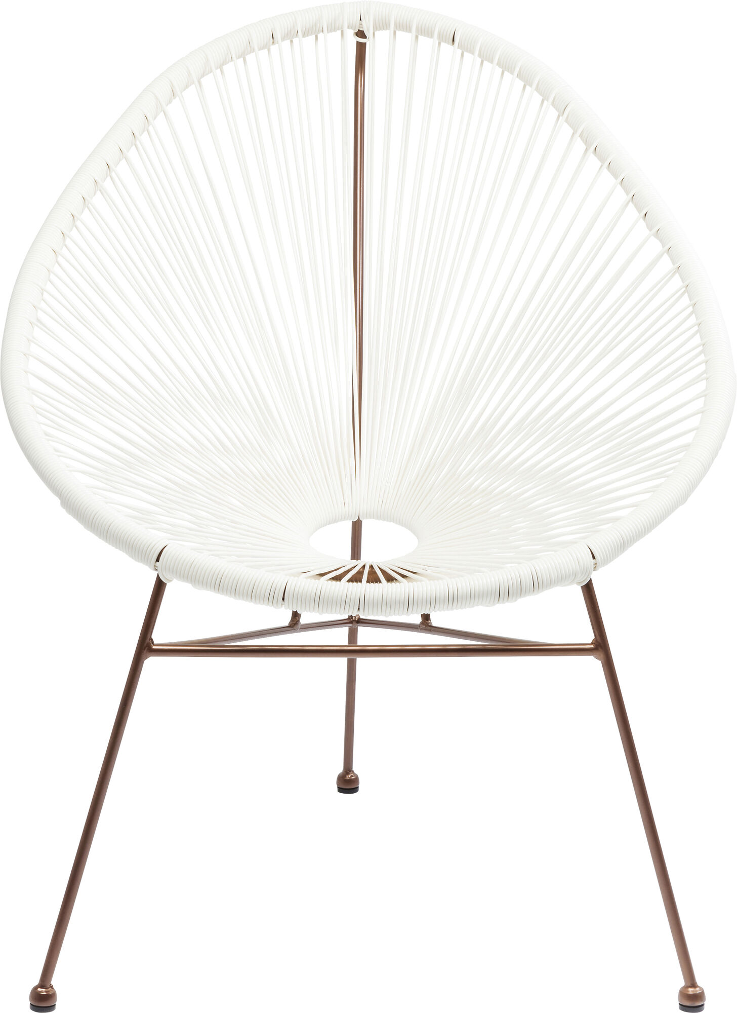 Fotel ogrodowy Spaghetti 73x87 cm biały nogi miedziane – obraz-1