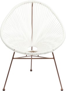 Fotel ogrodowy Spaghetti 73x87 cm biały nogi miedziane – obraz-1