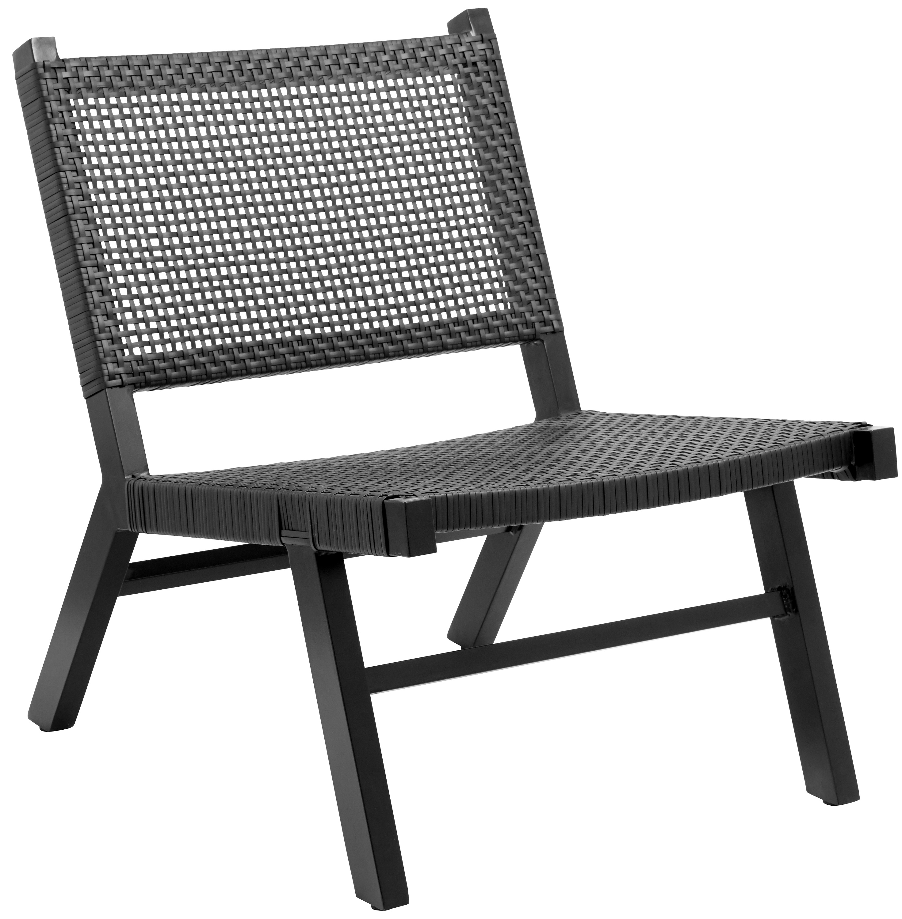 Fotel czarny nogi metalowe 57x75 cm – obraz-1