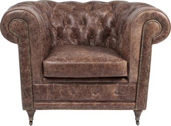 Fotel Oxford 98x76 cm brązowy skóra naturalna – obraz-1