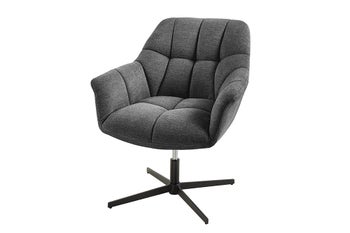 Fotel PAPILLON 83–90 cm obrotowy 360° tkanina pleciona antracyt – grafika-1.