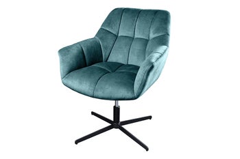 Fotel PAPILLON 83–90 cm obrotowy 360° welwet turkusowy – grafika-1.