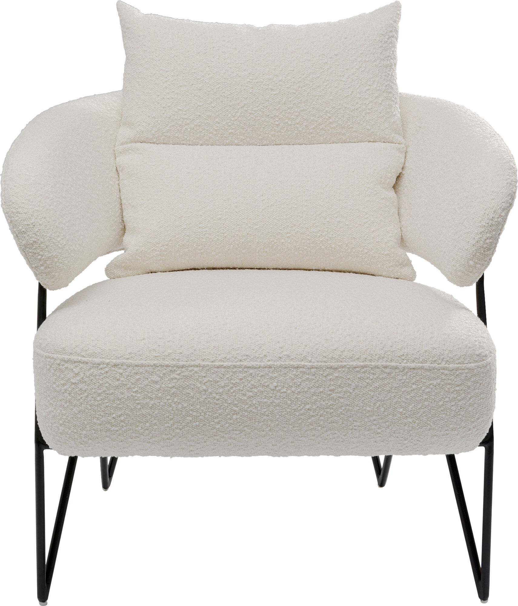 Fotel z tkaniny boucle 78x71 cm biały nogi czarne – obraz-1