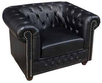 Fotel pikowany kolor czarny nogi drewno sosnowe 110x73 cm – grafika-1.