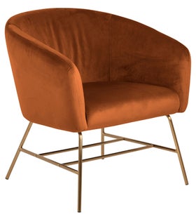 Fotel do salonu welurowy brązowy nogi metalowe złote – obraz-1
