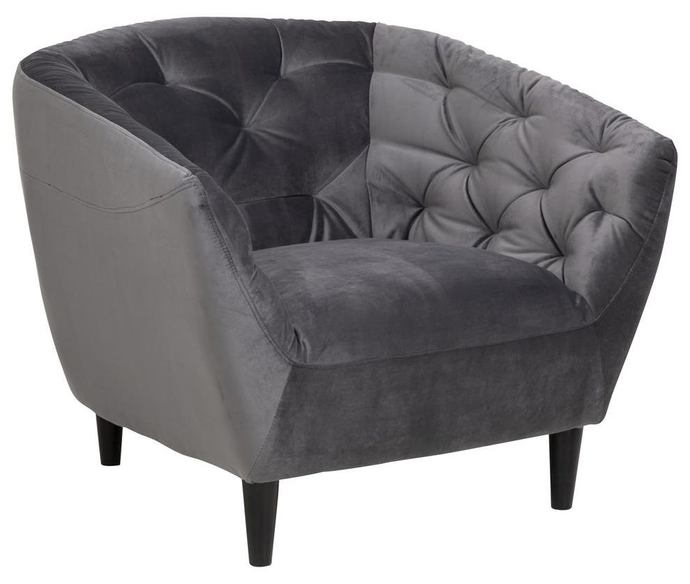 Fotel szary nowoczesny pikowany 97 x 79 cm – obraz-1