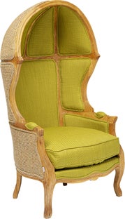 Fotel do salonu z wysokim oparciem zielony nogi drewniane – obraz-1