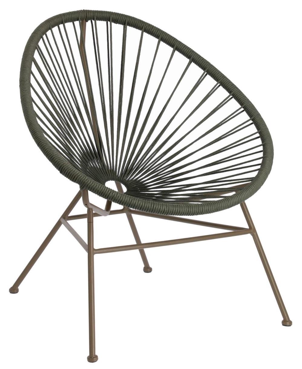 Fotel ogrodowy zielony nogi metalowe brązowe – obraz-1