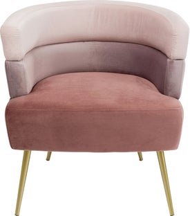 Fotel welurowy trzykolorowy 65x74 cm odcienie różu nogi złote – obraz-1