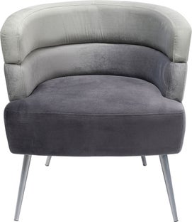 Fotel welurowy trzykolorowy 65x74 cm odcienie szarości nogi srebrne – obraz-1