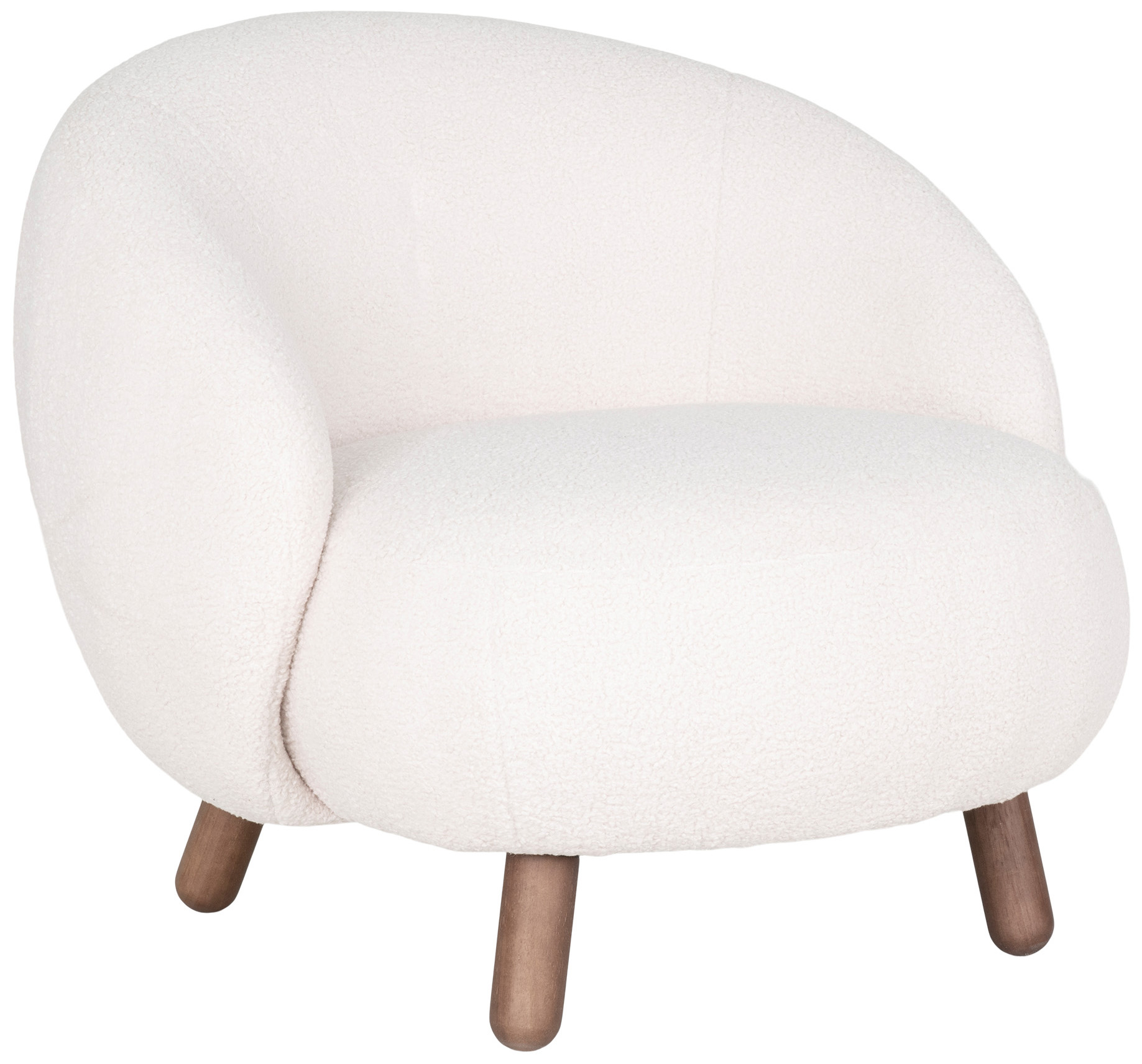 Fotel do pokoju pluszowy biały nogi drewniane – grafika-1.