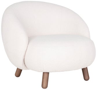 Fotel do pokoju pluszowy biały nogi drewniane – grafika-1.