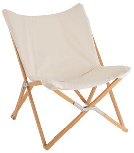 Fotel składany biały nogi drewniane – obraz-1