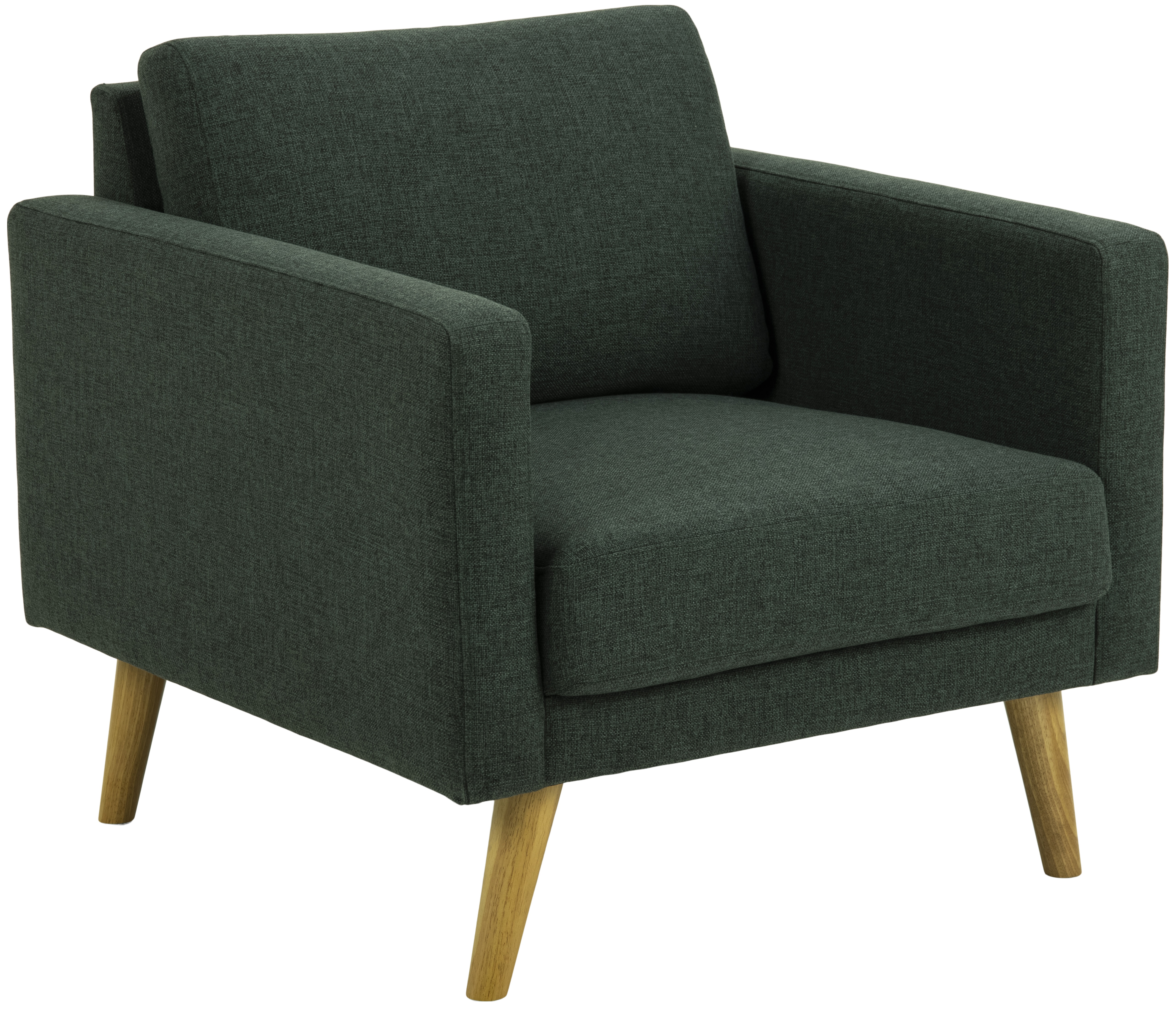 Fotel niski tapicerowany zielon nogi drewniane 81 x 78 cm – obraz-1